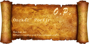 Oszkó Porfir névjegykártya